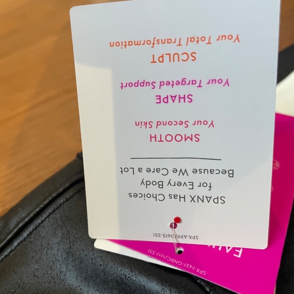 Spanx Faux Leather Black Leggings with White Stripe - Picture 10 of 12